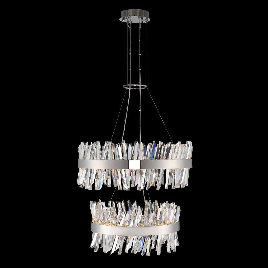 Allegri Glacier 25 + 32 Inch 2 Tier LED Round Pendant Chrome