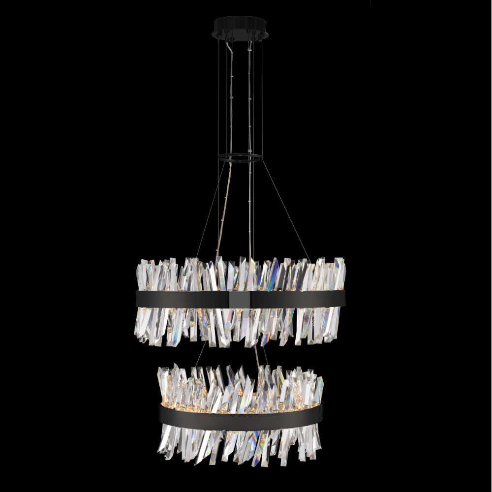 Allegri Glacier 25" + 32" 2 Tier LED Round Pendant Matte Black