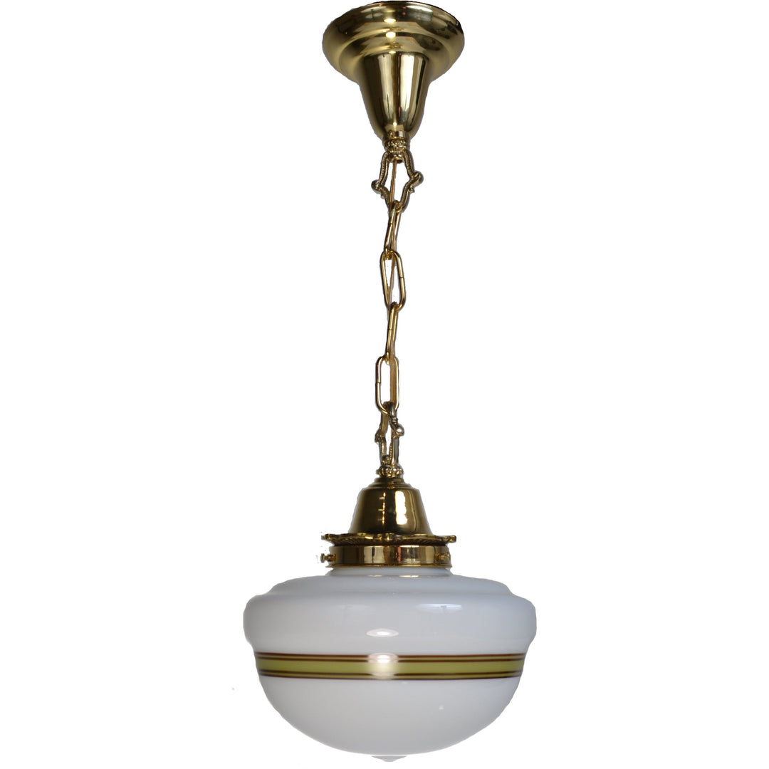 COPPER MOUNTAIN HARDWARE 27 3/4 Inch Striped Style Glass Chain Pendant (Polished Brass Finish)