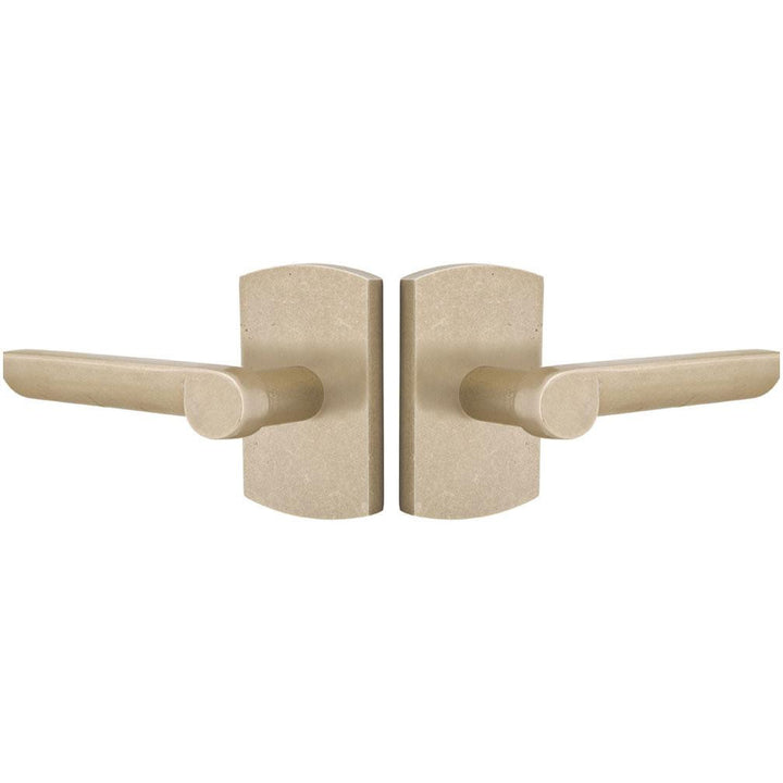 EMTEK Solid Brass Sandcast Aurora Lever With Rounded Rectangular Rosette