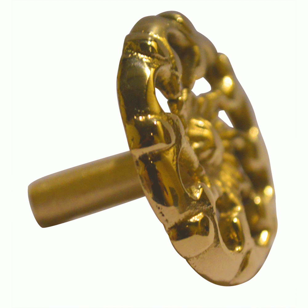 COPPER MOUNTAIN HARDWARE 1 1/2 Inch Floral Swirl Round Knob (Polished Brass Finish)