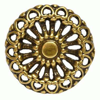 COPPER MOUNTAIN HARDWARE 1 1/2 Inch Floral Wheel Knob (Antique Brass Finish)