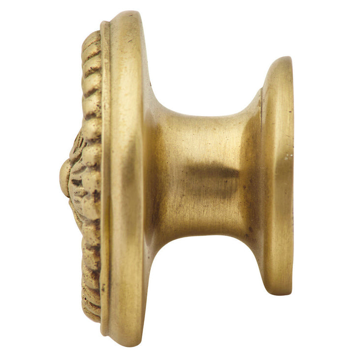 COPPER MOUNTAIN HARDWARE 1 1/2 Inch Solid Brass Beaded Cabinet Knob (Antique Brass Finish)