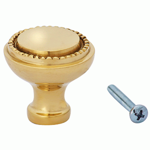 COPPER MOUNTAIN HARDWARE 1 1/2 Inch Solid Brass Beaded Round Knob (Lacquered Brass Finish)