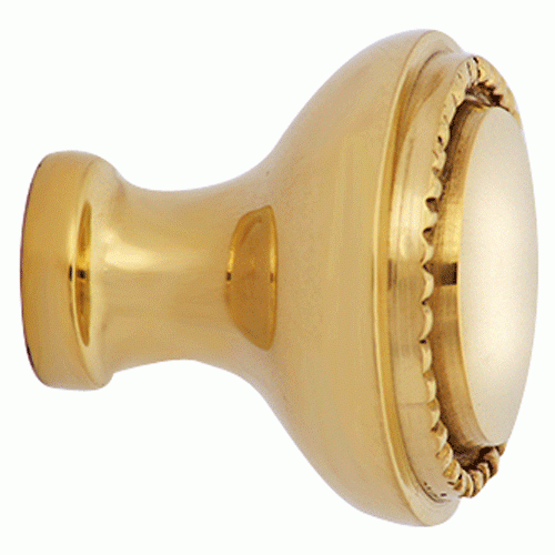 COPPER MOUNTAIN HARDWARE 1 1/2 Inch Solid Brass Beaded Round Knob (Lacquered Brass Finish)