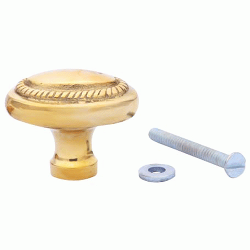 COPPER MOUNTAIN HARDWARE 1 1/2 Inch Solid Brass Georgian Roped Egg Shaped Knob (Lacquered Brass Finish)