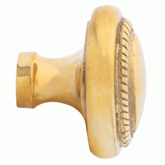 COPPER MOUNTAIN HARDWARE 1 1/2 Inch Solid Brass Georgian Roped Egg Shaped Knob (Lacquered Brass Finish)