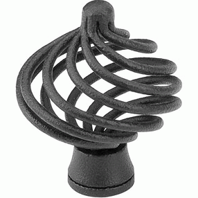 EMTEK 1 1/2 Inch Wrought Steel Flanders Knob (Flat Black Finish)