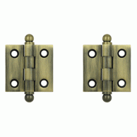 DELTANA 1 1/2 Inch x 1 1/2 Inch Solid Brass Cabinet Hinges (Antique Brass Finish)