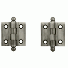 DELTANA 1 1/2 Inch x 1 1/2 Inch Solid Brass Cabinet Hinges (Antique Nickel)