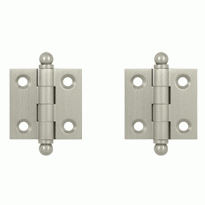 DELTANA 1 1/2 Inch x 1 1/2 Inch Solid Brass Cabinet Hinges (Brushed Nickel Finish)