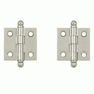 DELTANA 1 1/2 Inch x 1 1/2 Inch Solid Brass Cabinet Hinges (Polished Nickel Finish)