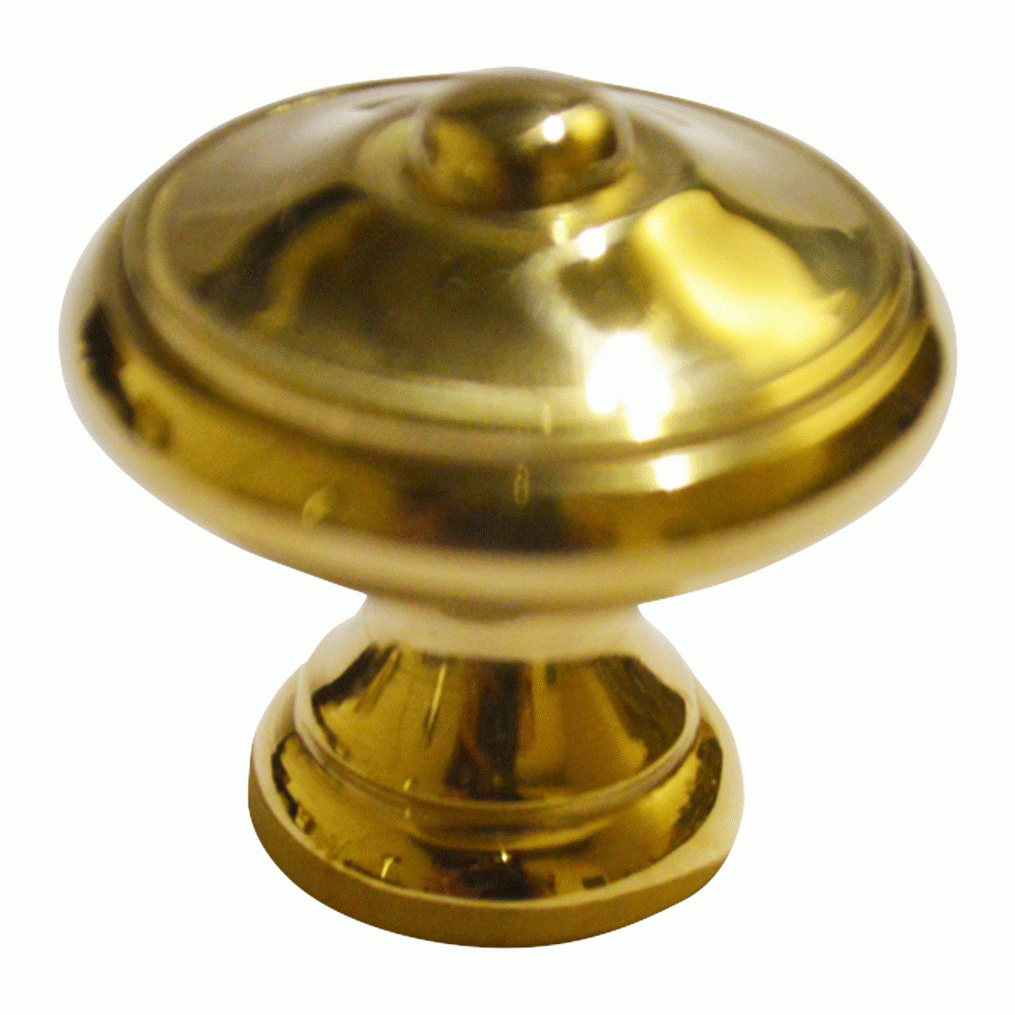 COPPER MOUNTAIN HARDWARE 1 1/4 Inch Colonial Button Knob (Polished Brass Finish)