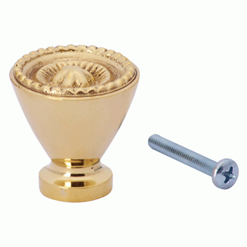 COPPER MOUNTAIN HARDWARE 1 1/4 Inch Solid Brass Beaded Star Round Knob (Lacquered Brass Finish)