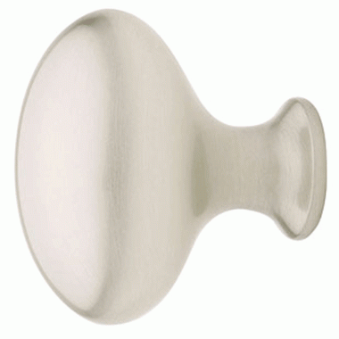 EMTEK 1 1/4 Inch Solid Brass Egg Cabinet Knob (Brushed Nickel Finish)