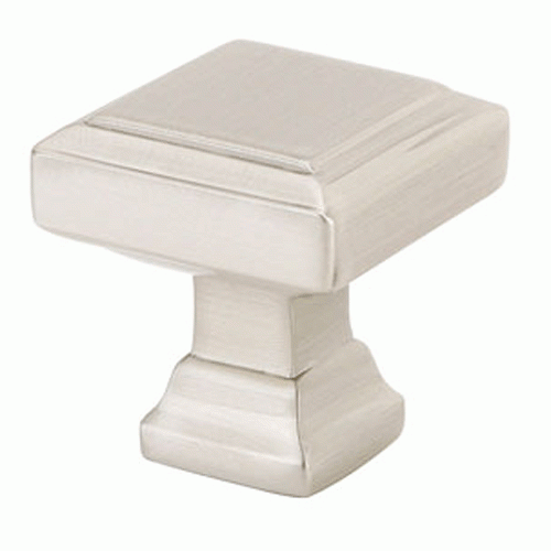 EMTEK Emtek 1 1/4 Inch Solid Brass Geometric Square Knob (Satin Nickel Finish)