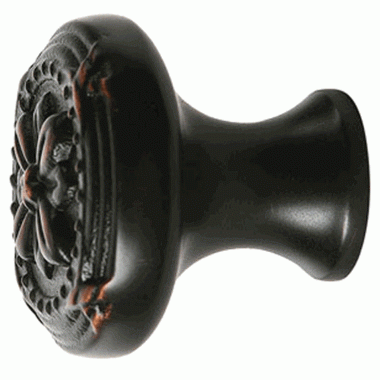 EMTEK 1 1/4 Inch Solid Brass Ribbon & Reed Cabinet Knob (Oil Rubbed Bronze Finish)