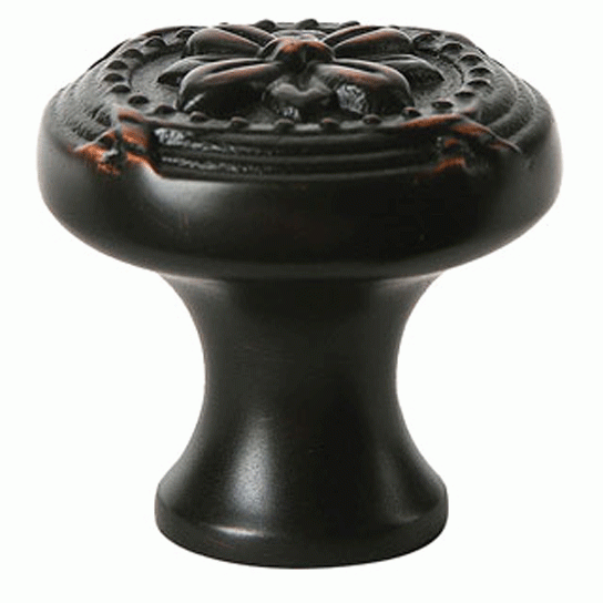 EMTEK 1 1/4 Inch Solid Brass Ribbon & Reed Cabinet Knob (Oil Rubbed Bronze Finish)