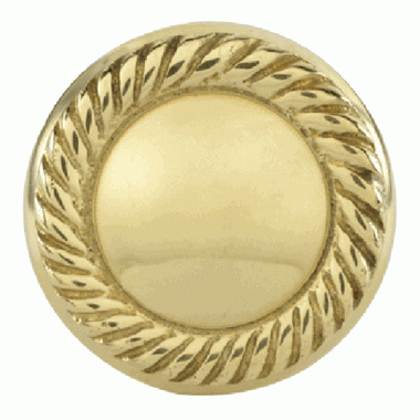 COPPER MOUNTAIN HARDWARE 1 1/4 Inch Solid Brass Round Georgian Roped Border Knob (Lacquered Brass Finish)