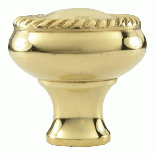 COPPER MOUNTAIN HARDWARE 1 1/4 Inch Solid Brass Round Georgian Roped Border Knob (Lacquered Brass Finish)