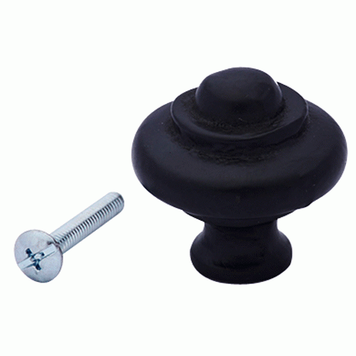 1 1/4 Inch Solid Iron Round Button Cabinet Knob (Matte Black Finish) COPPER MOUNTAIN HARDWARE