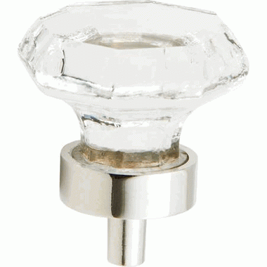 SCHAUB 1 1/4 Inch Stargaze Crystal Octagon Cabinet Knob (Polished Nickel Finish)