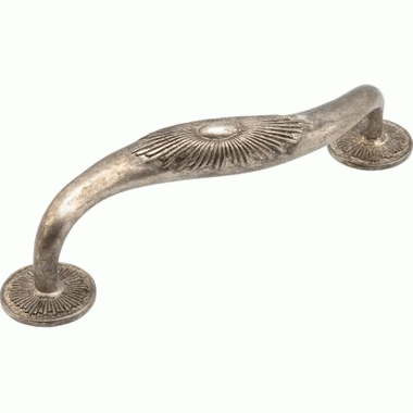 SCHAUB 1 1/8 Inch (5 Inch c-c) Sunburst Cabinet Pull (Silver Antique Finish)