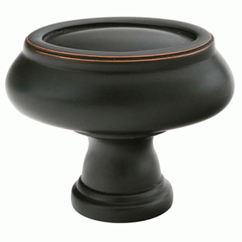 EMTEK Emtek 1 1/4 Inch Solid Brass Geometric Oval Cabinet Knob (Oil Rubbed Bronze Finish)