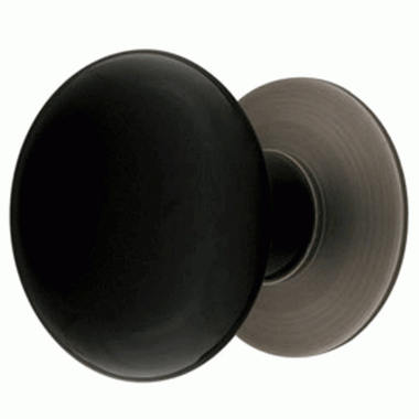 EMTEK 1 3/4 Inch Ebony Porcelain Cabinet Knob (Pewter Finish)