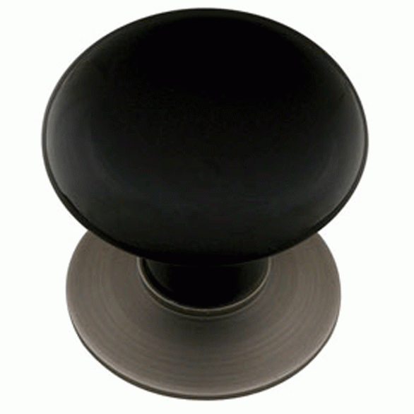 EMTEK 1 3/4 Inch Ebony Porcelain Cabinet Knob (Pewter Finish)