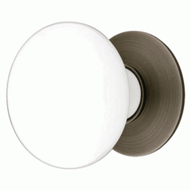 EMTEK 1 3/4 Inch Ice White Porcelain Cabinet Knob (Pewter Finish)