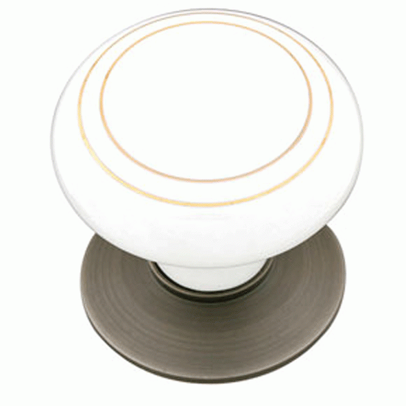 EMTEK 1 3/4 Inch Olde Gold Porcelain Cabinet Knob (Pewter Finish)