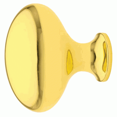 EMTEK 1 3/4 Inch Solid Brass Egg Cabinet Knob (Polished Brass Finish)