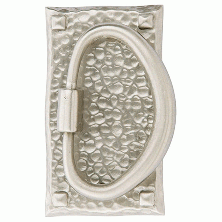 EMTEK Emtek Arts & Crafts 3 Inch Solid Brass Hammered Oval Pull (Brushed Nickel Finish)