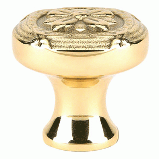 EMTEK Emtek 1 3/4 Inch Solid Brass Ribbon & Reed Cabinet Knob (Polished Brass Finish)