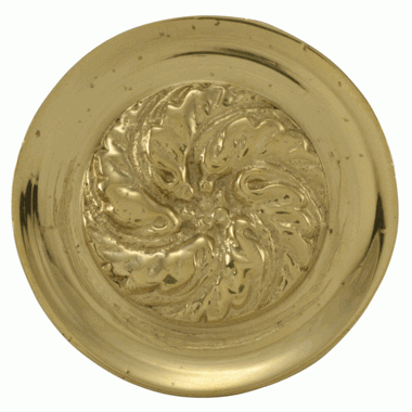 COPPER MOUNTAIN HARDWARE 1 4/5 Inch Solid Brass Florid Leaf Knob (Lacquered Brass Finish)