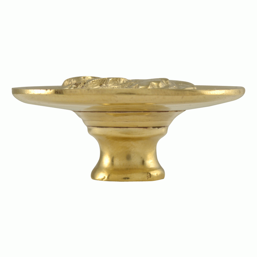 COPPER MOUNTAIN HARDWARE 1 4/5 Inch Solid Brass Florid Leaf Knob (Lacquered Brass Finish)