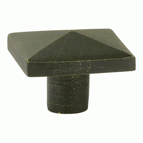 EMTEK Emtek 1 5/8 Inch Sandcast Bronze Square Knob Oil Rubbed Bronze Finish