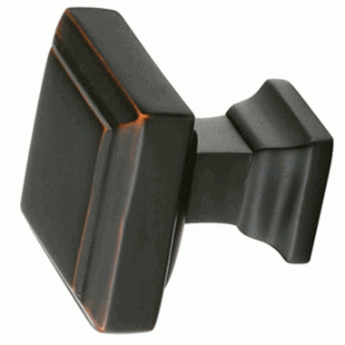 EMTEK 1 5/8 Inch Solid Brass Geometric Square Knob (Oil Rubbed Bronze Finish)