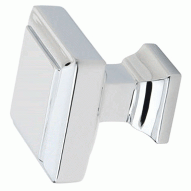 EMTEK 1 5/8 Inch Solid Brass Geometric Square Knob (Polished Chrome Finish)