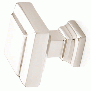 EMTEK 1 5/8 Inch Solid Brass Geometric Square Knob (Polished Nickel Finish)