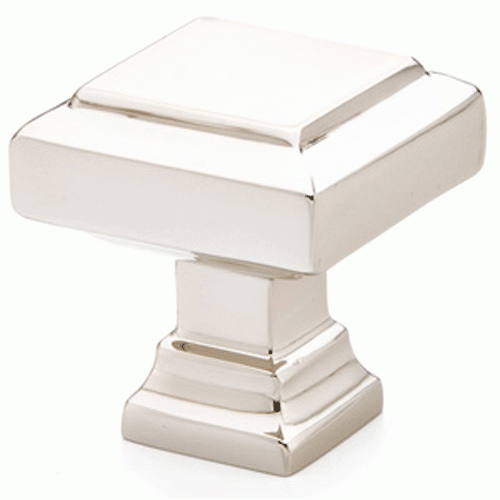 EMTEK 1 5/8 Inch Solid Brass Geometric Square Knob (Polished Nickel Finish)