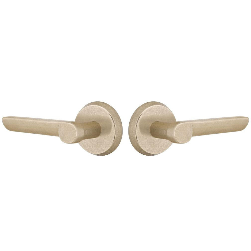 EMTEK Solid Brass Sandcast Aurora Lever With Disk Rosette