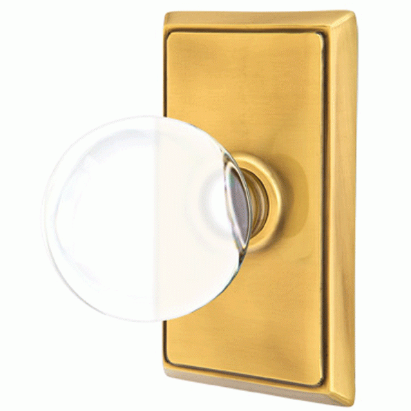 EMTEK Crystal Bristol Door Knob Set With Rectangular Rosette