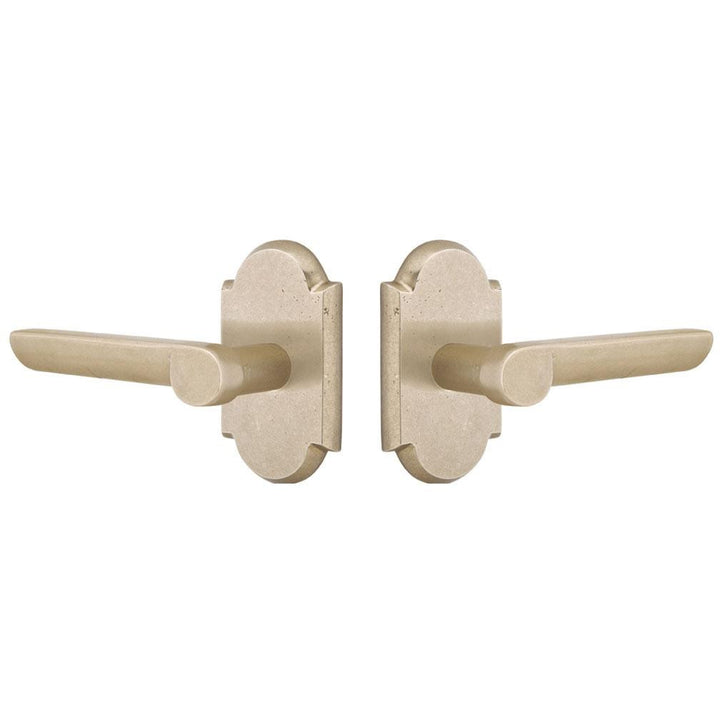 EMTEK Solid Brass Sandcast Aurora Lever With Arched Rosette