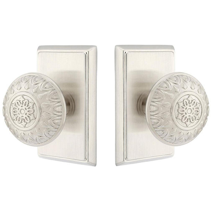 EMTEK Emtek Solid Brass Lancaster Door Knob Set With Rectangular Rosette