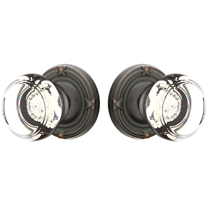 EMTEK Emtek Crystal Georgetown Door Knob Set With Ribbon & Reed Rosette