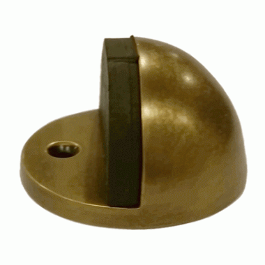 COPPER MOUNTAIN HARDWARE 1 Inch Low Profile Floor Mounted Bumper Door Stop (Antique Brass Finish)