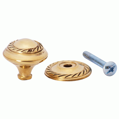 COPPER MOUNTAIN HARDWARE 1 Inch Solid Brass Georgian Roped Round Knob (Lacquered Brass Finish)