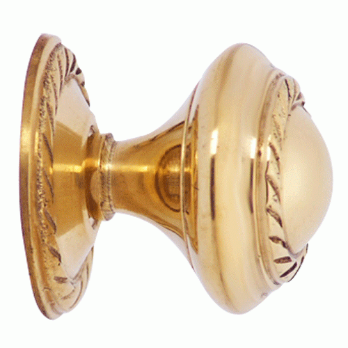 COPPER MOUNTAIN HARDWARE 1 Inch Solid Brass Georgian Roped Round Knob (Lacquered Brass Finish)